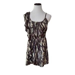 Envy Me Asymmetrical One Shoulder Mini Dress XL Brown Y2K Soft Glam Sun Goddess